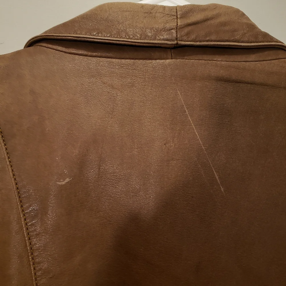 Vintage Adler Womens Large Brown Leather WW2 Jacket Flight Double Breasted Korea